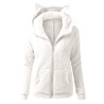 thumbnail image 3 of Usmixi Winter Plush Coat for Women Womens Fluffy Sherpa Coats Open Front Zip Cute Cat Ear Hooded Sweatshirt Outwear Casual Solid Fuzzy Fleece Jacket with Pocket Plush Coat, 3 of 4
