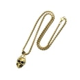 thumbnail image 2 of Crucible Jewelry Men's Antiqued and Polished Gold Plated Stainless Steel Large Skull Necklace - 24", 2 of 2