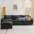 thumbnail image 2 of IPKIG L Shape Sofa Comfy Sectional Cloud Couch for Living Room with Pillows, Modern Chenille Sofa Sleeper Deep Couches with Ottoman (Black, 4-Seat), 2 of 8