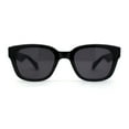 thumbnail image 2 of Womens Slim Rectangle Horn Rim Jewel Metal Hinge Plastic Sunglasses All Black, 2 of 4