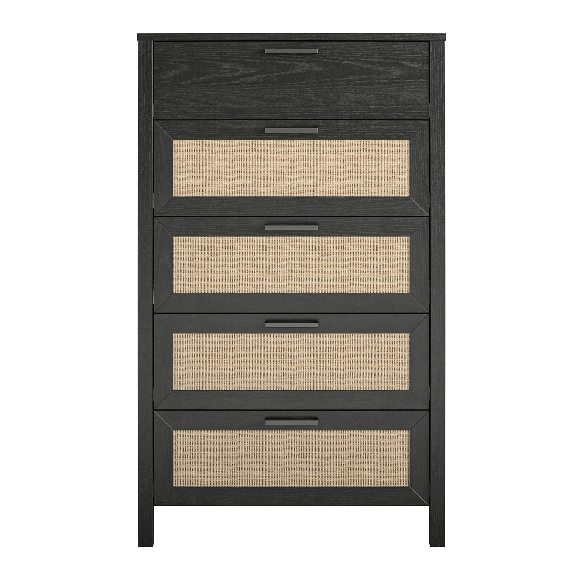 Ameriwood Home Wimberly 5-Drawer Dresser, Black Oak with Faux Rattan - image 3 of 14