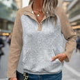 thumbnail image 2 of Annhoo Fall Sweatshirts for Women Loose Long Sleeve Half Button Lapel Tops Trendy Color Block Pullover Shirts, 2 of 3