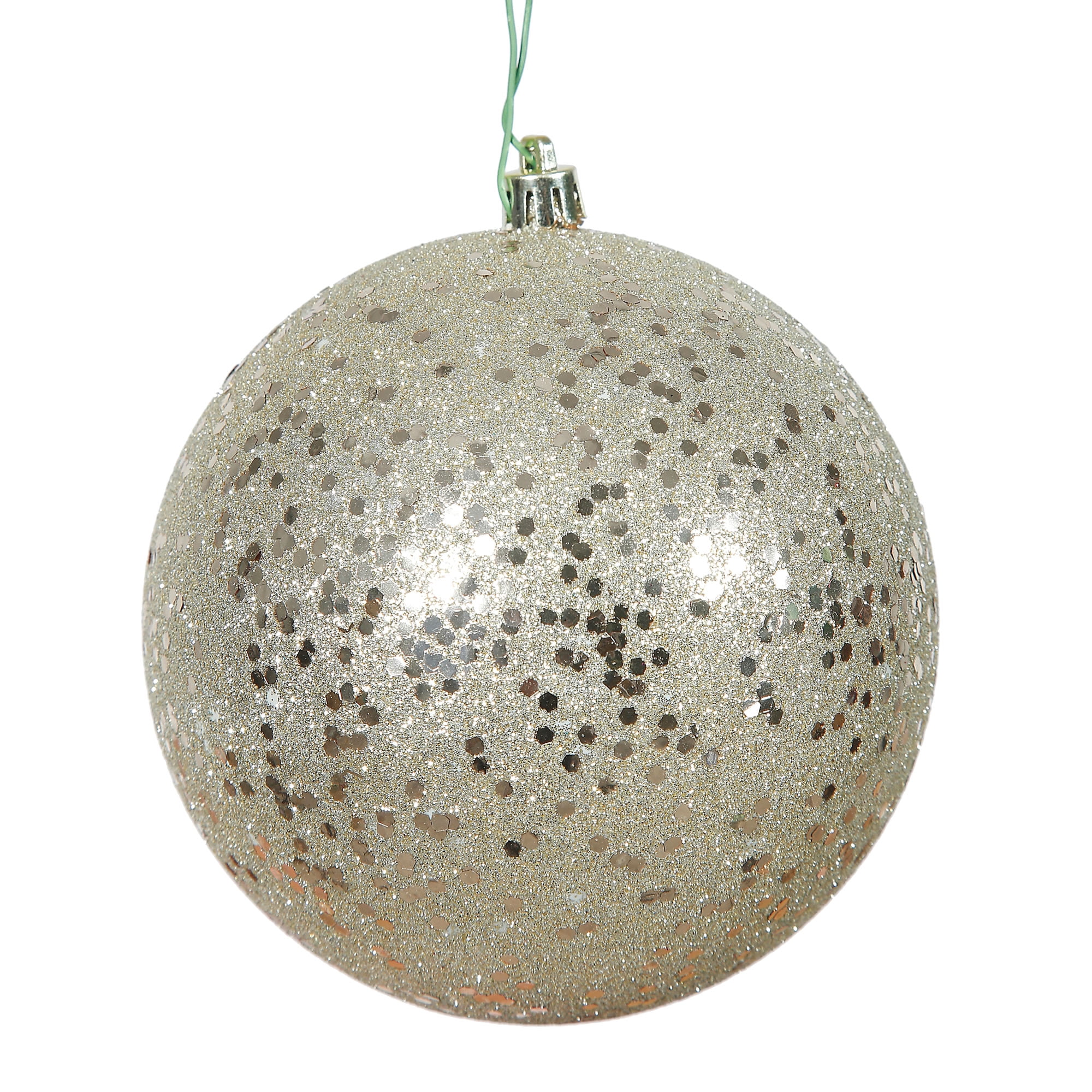 Vickerman 4.75" Champagne Sequin Ball Ornament, 4 per Bag