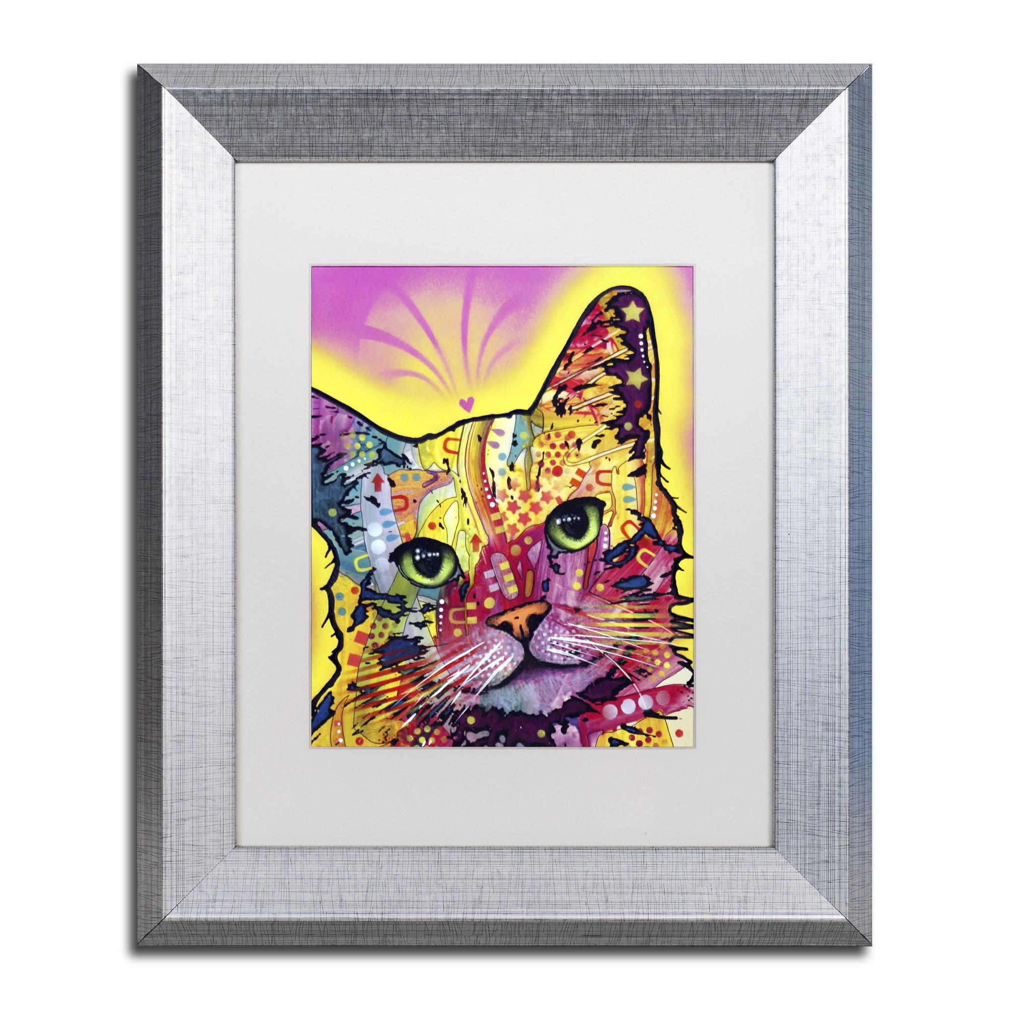 Trademark Fine Art "Tilt Cat" Canvas Art by Dean Russo White Matte, Silver Frame