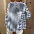 thumbnail image 5 of LIaqionyy Women's Puff Sleeve Plaid Babydoll Tops Loose Crewneck Blouse Cute Going Out Shirts, 5 of 7