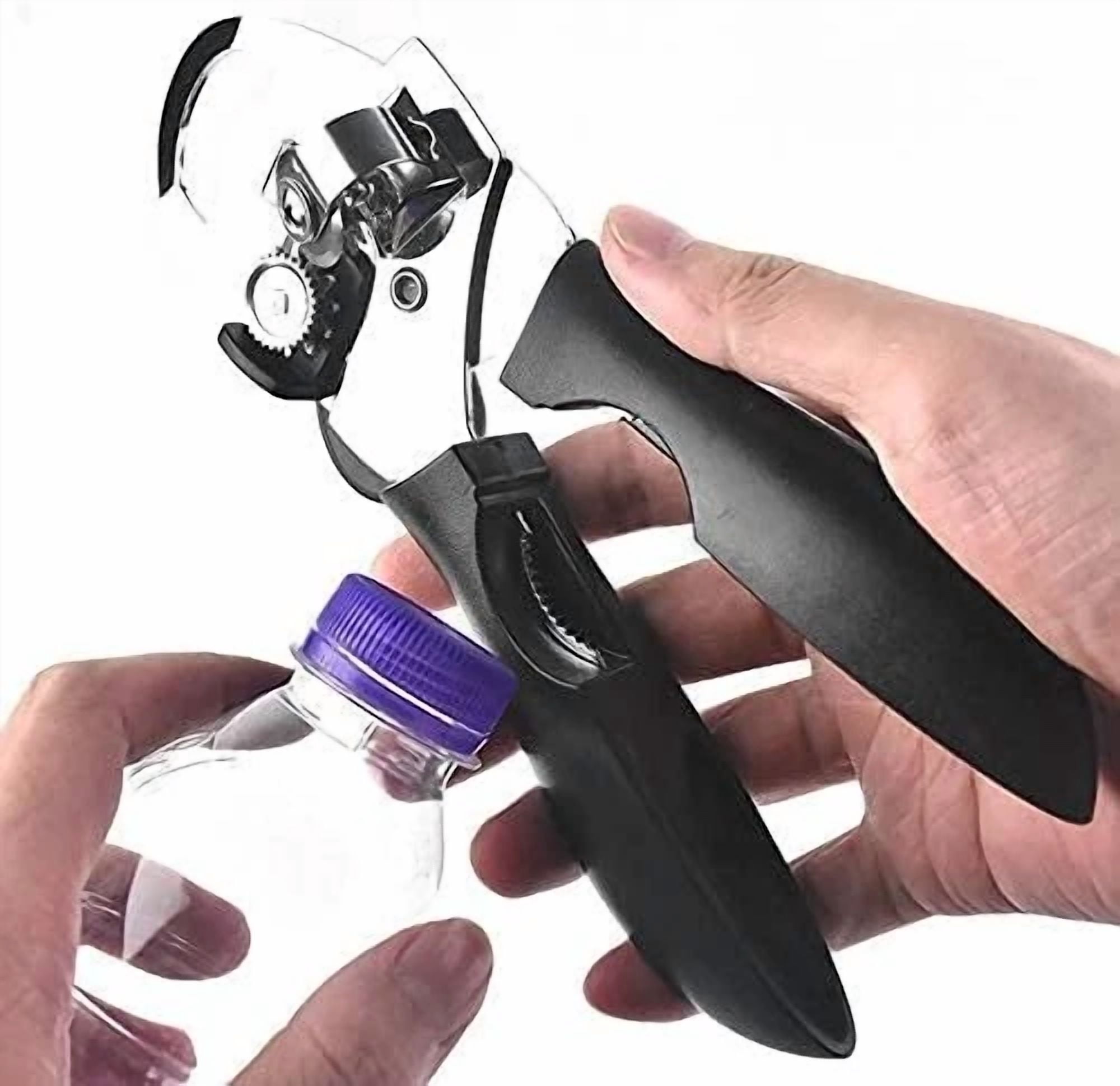 CRESTIN- Can Opener - 4 In 1 Stainless Steel, Manual Easy Bottle Openers With Ultra Sharp