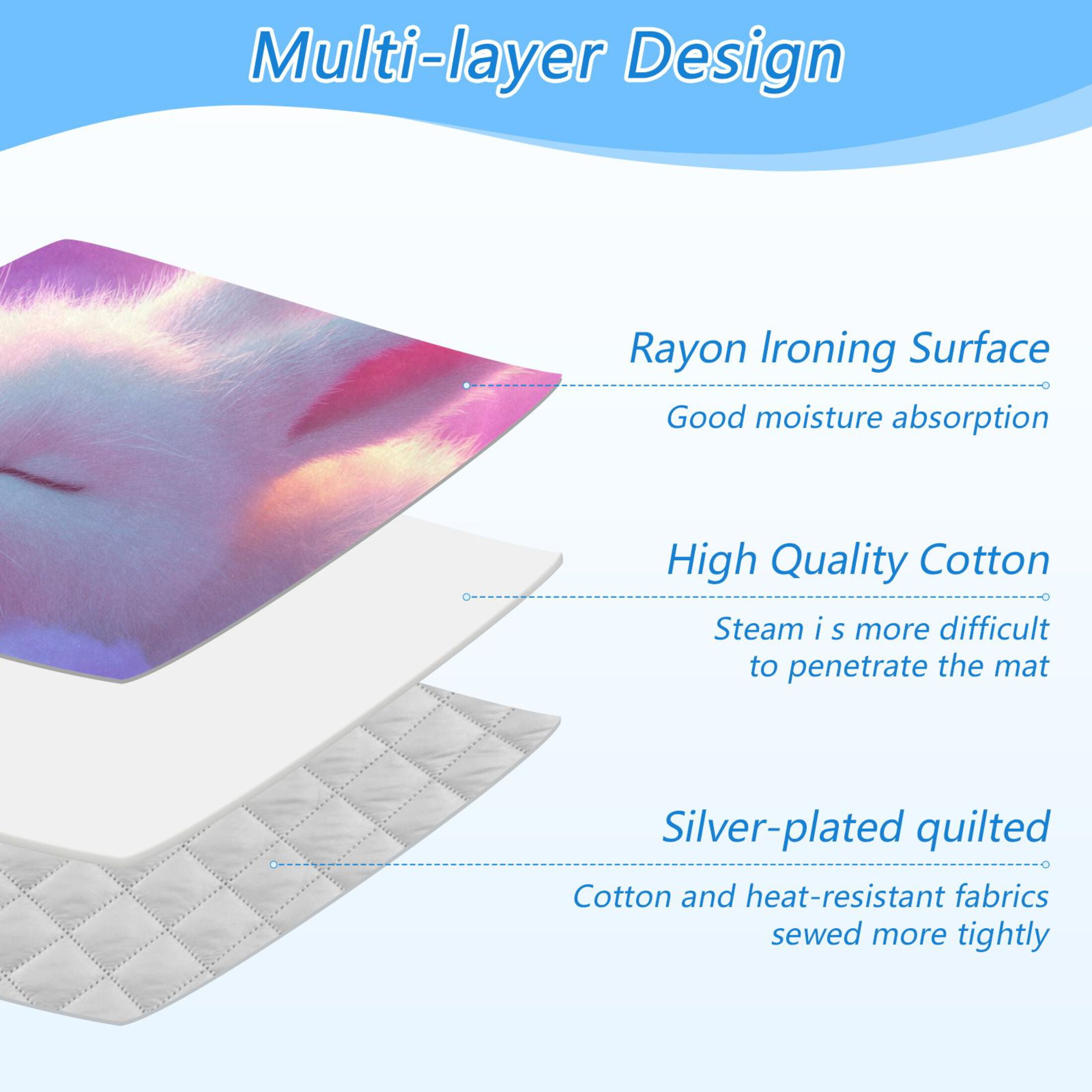 Cute Rabbit Sleeping on Dreamy Clouds Ironing Mat Blanket Portable Travel Ironing Pad Heat Resistant Pad 47.2" x 27.6”