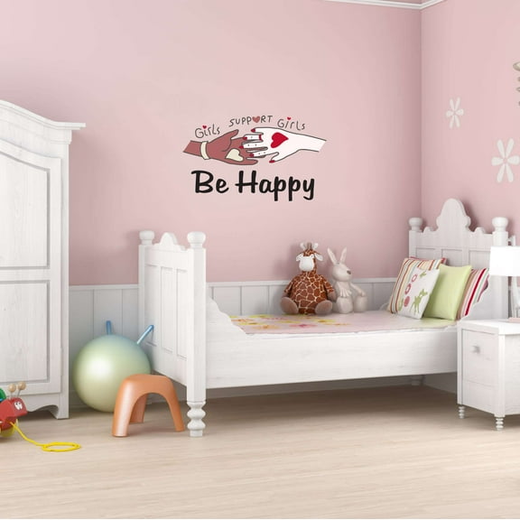 Be Happy Girls Support Handshake Girls Love Beautiful Crown Prince Unicorns Royalty Sweet Dreams Decorating Holiday Gift Ideas Bedroom Wall Decal Sticker - Size: 40 In X 24 In