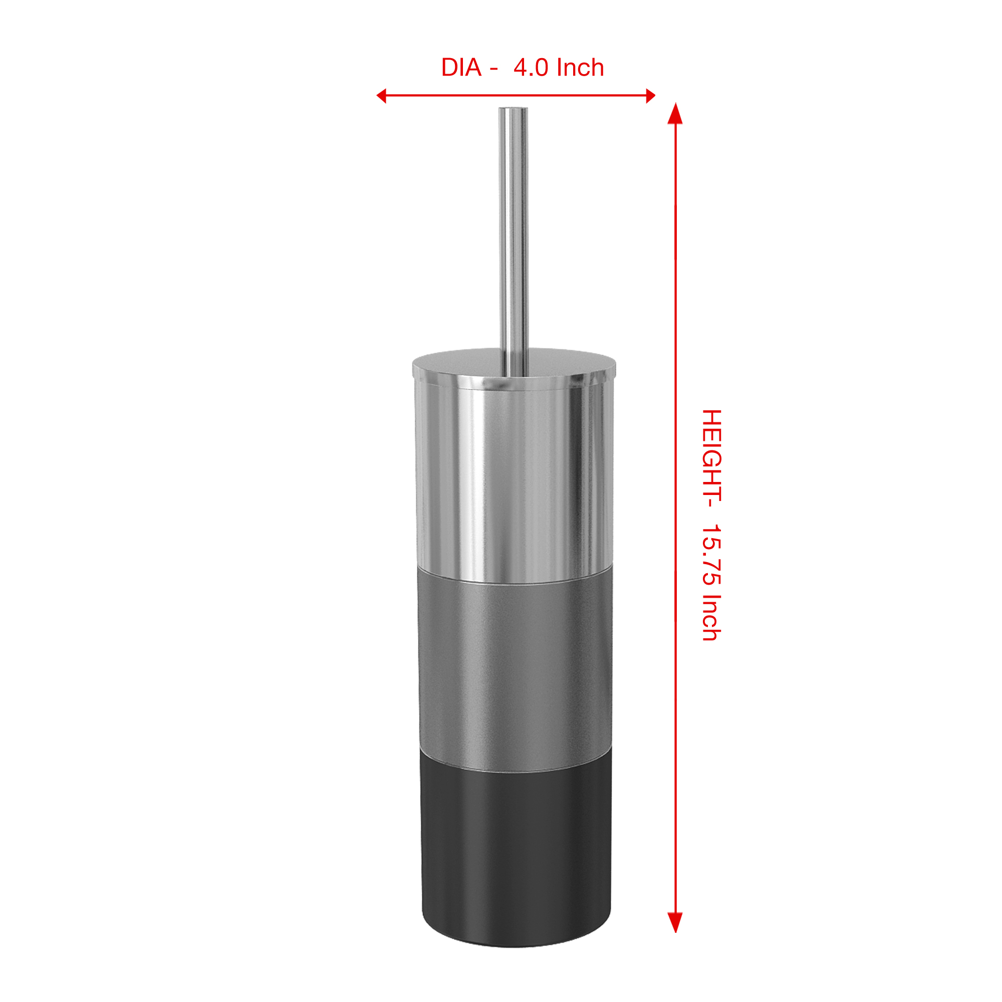 Slim Compact Stainless Steel Toilet Brush Holder For Bathroom Storage - Sturdy, Deep Cleaning, Metal With 3-Tone Platinum Finish