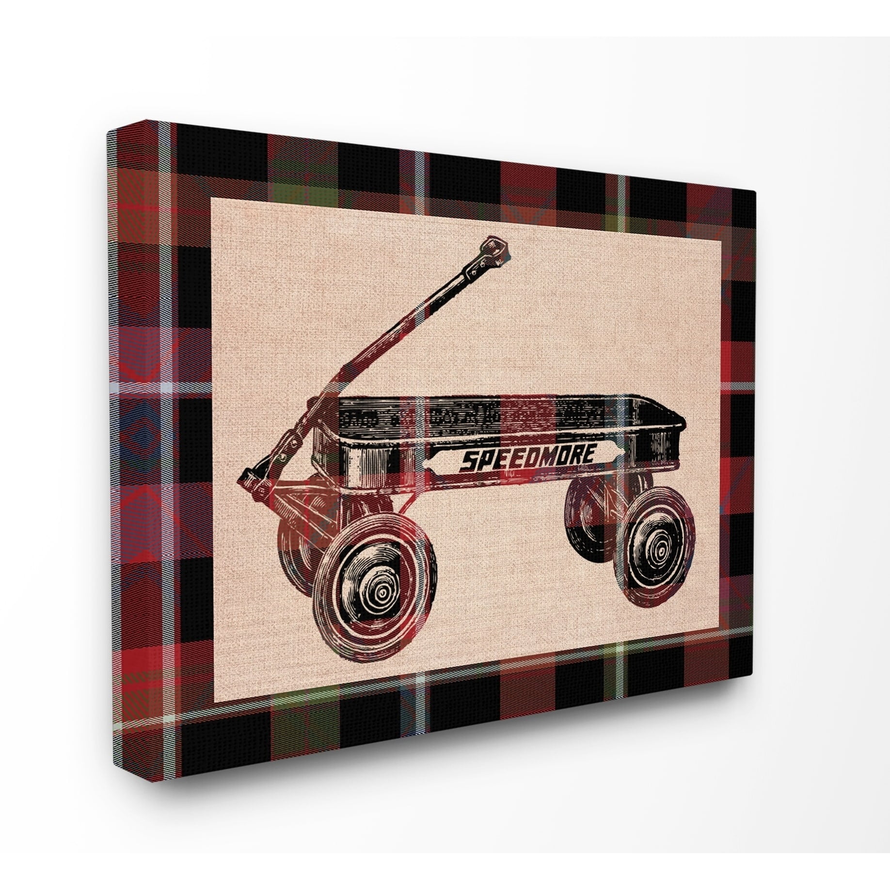 The Stupell Home Decor Collection Radio Flyer Plaid Wall Art