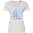 thumbnail image 3 of Inktastic Winter Let It Snow Lettering in Blue with Snowflakes Women's V-Neck T-Shirt, 3 of 5