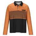 thumbnail image 4 of XFYSSS Fashion Men's Casual Color Blocked Striped Long Sleeved Lapel Top Long Sleeve Turndown Collar Blouse & Shirt, 4 of 5