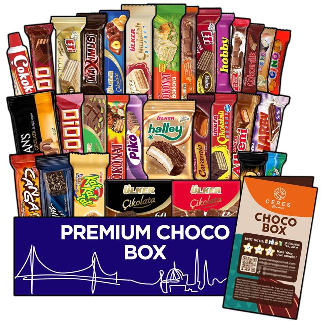 International Chocolate Variety Box 21 Pcs, Full-Size Foreign Chocolates and Candies and Bars, Assorted Exotic Turkish Candy Snacks from Around The World (Midi)