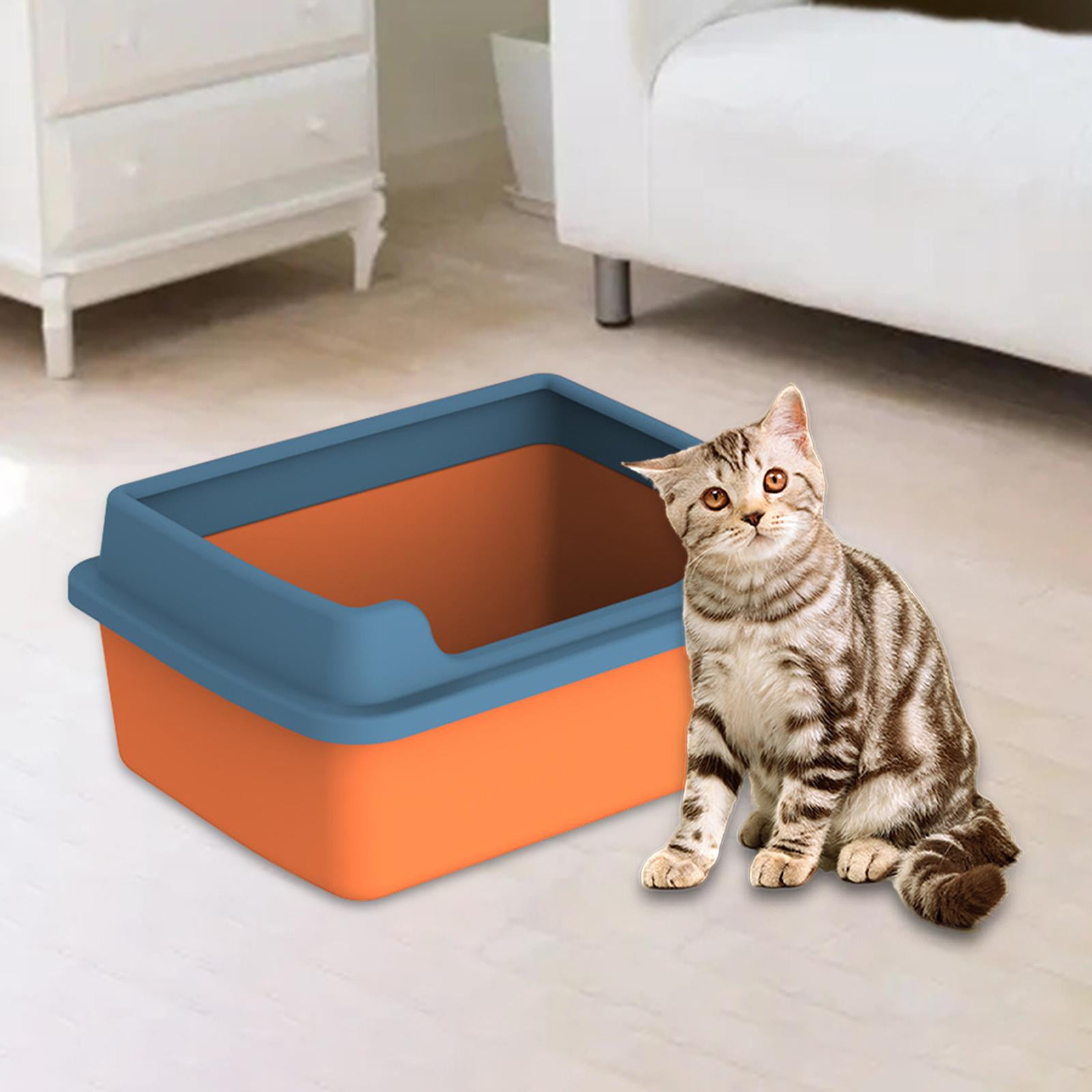Tooyful Cat Litter Box Small Animal Litter Tray Low Profile Tall High Sided for Indoor Cats Open Top Kitten Litter Pan Cat Toilet Easy to Clean 14" W x19" L x9 "H