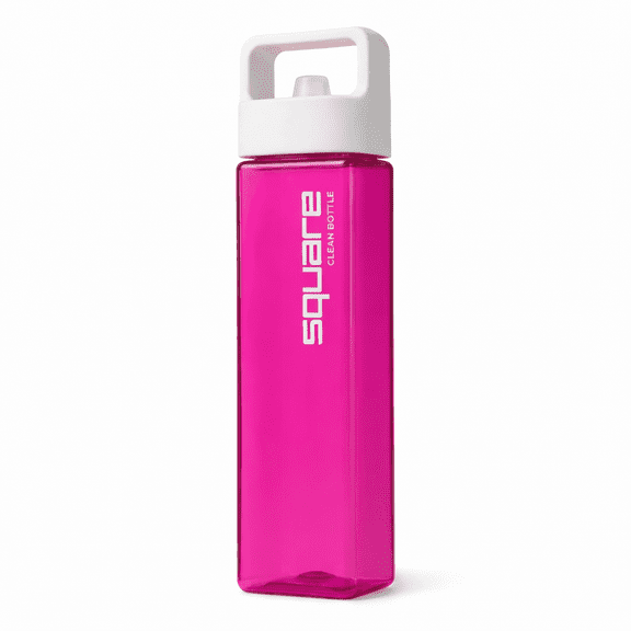 Clean Bottle 25 oz Tritan Square BPA-Free Water Bottle with Easy-Clean Design and Leak-Proof Cap Raspberry