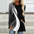 thumbnail image 2 of IROINID Tunique en Solde pour Femmes Chemise Surdimensionnée Décontractée Manches Longues Col Rond Blouse Ample Imprimé Graphique, Noir, 2 of 5