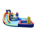 thumbnail image 6 of Inflatable Water Park with Splash Pool, Water Gun, Basketball Hoop, Climbing Wall, Dual Pools, and Soccer Game Inflatable Water Slide, Giant Waterslide Park Bounce House Dual Slides for Garden Use, 6 of 18