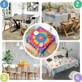 thumbnail image 4 of Colorful Tie Dye Mandala Pattern Square Tablecloth,Waterproof Square Table Cover,Wipeable Spillproof Washable Table Cover for Home Kitchen Party Decor 42"X42"(107x107cm), 4 of 6