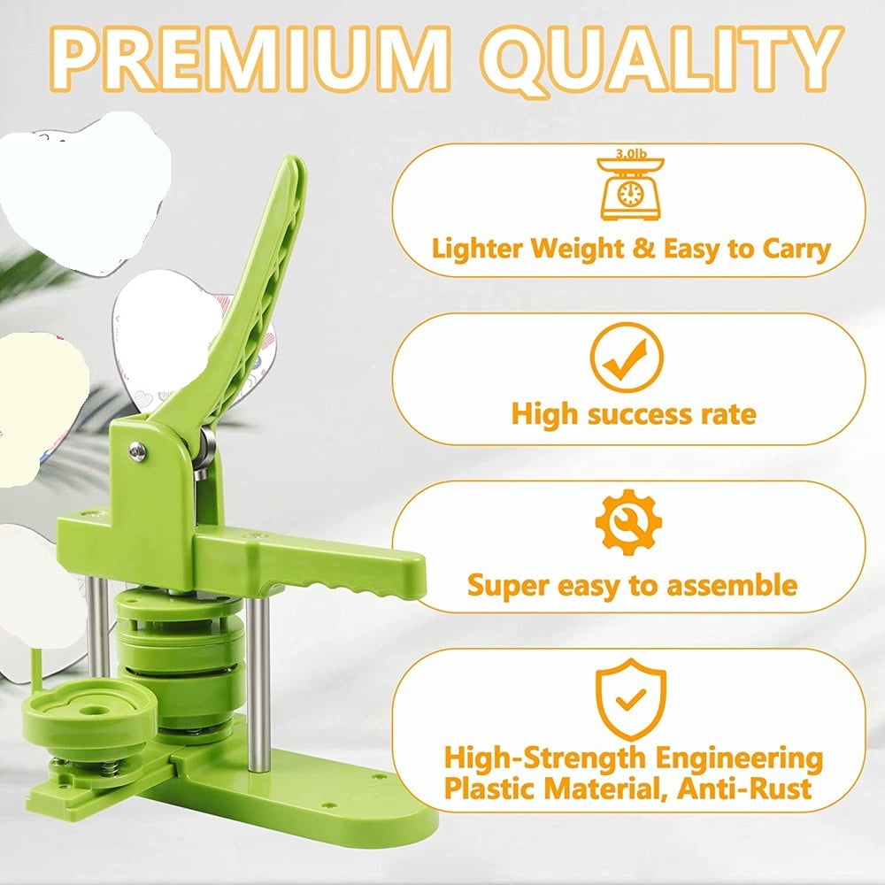 57MM Badge Pin Button Maker Machine Heart-Shape DIY Badges Set with 100Pcs Button ,Beginner-Friendly