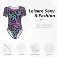 thumbnail image 6 of The Xecao Rainbow Animal Skin Women's Crew Neck Body Suit, a short-sleeved bodysuit and basic swimsuit, both comfort and style for dating and daily life, 6 of 9
