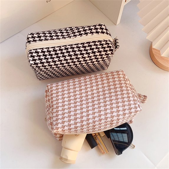 Washranp Women Cosmetic Bag,Cotton Large Capacity Toiletry Storage Handbag with Zipper