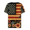 thumbnail image 5 of Fewfanhot Summer Tops for Women Summer Tops Short Sleeve Henley Shirts Dressy Casual V Neck Independence Day Shirt, 5 of 9