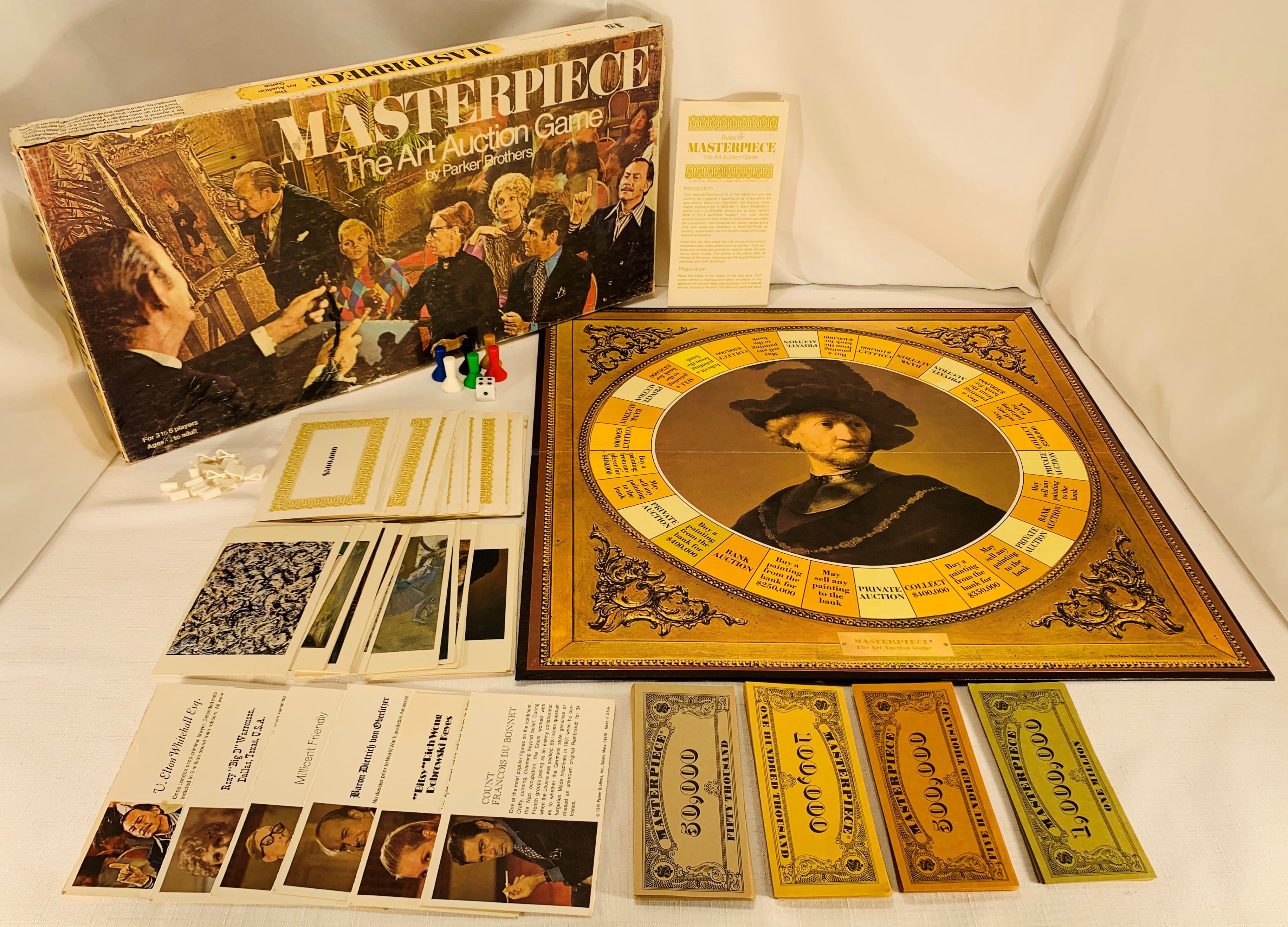 1970 Masterpiece Game by Parker Brothers Complete in Great Condition FREE SHIP 