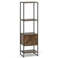 thumbnail image 7 of Yardi Yarda 5-Tier Narrow Bookcase with 4 Open Shelves and Storage Drawer-Rustic Brown, 7 of 7