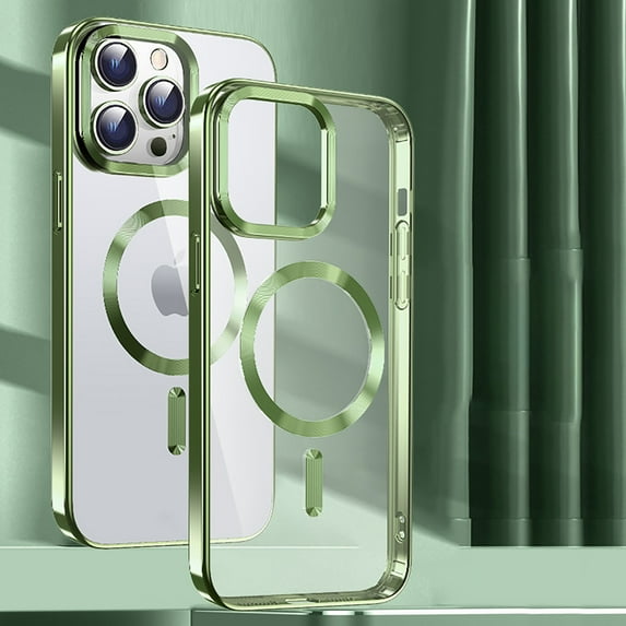 Allytech Magnetic Case for Apple iPhone 12 Pro Max - Compatible with Magsafe Wireless Charging Clear Back Cover Anti-Scratch Bumper Shockproof Case for iPhone 12 Pro Max - Darkgreen