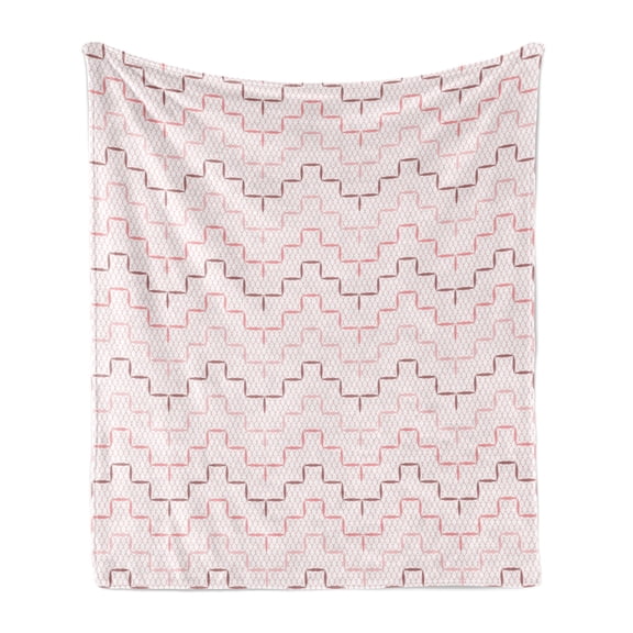 Blush Pink Soft Flannel Fleece Throw Blanket, Continuous Lattice with Simple Motifs Geometric Art Modern Design, Cozy Plush for Indoor and Outdoor Use, 70" x 90", Rose Blush, by Ambesonne