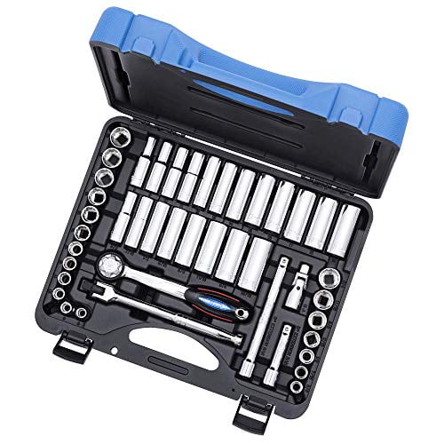 Jet 45-Piece 3/8-inch Drive SAE/Metric, 12 Point, Ratchet Wrench Chrome Socket Set, 600242