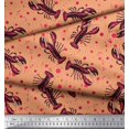 thumbnail image 3 of Soimoi Velvet Fabric Dot & Lobster Ocean Decor Fabric Printed Yard 58 Inch Wide, 3 of 3