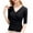 Black, variant on Women's V Neck Slim Fitted Tops Short Sleeve Cross Wrap Shirts Summer Trendy Ruched Tunic Tees Blouses(Green,M)