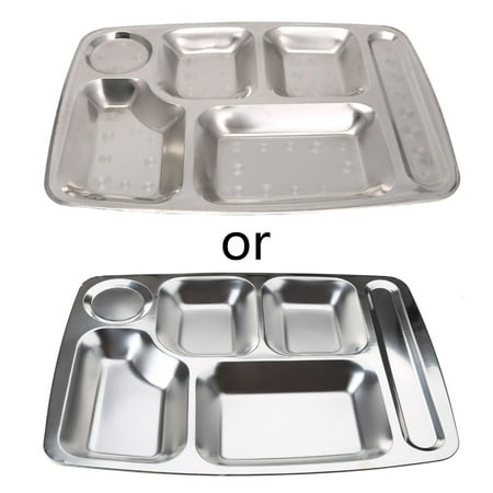

Stainless Steel Divided Dinner Tray Lunch Container Food Plate 4/5/6 Section