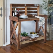 Backyard Discovery 47 Acacia Wood Garden Potting Bench & Serving Bar, Storage Shelf