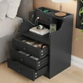 thumbnail image 5 of Afuhokles Nightstand Set of 2 with Charging Station, Bedside Table with Hutch and Storage Drawers, Black, 5 of 8