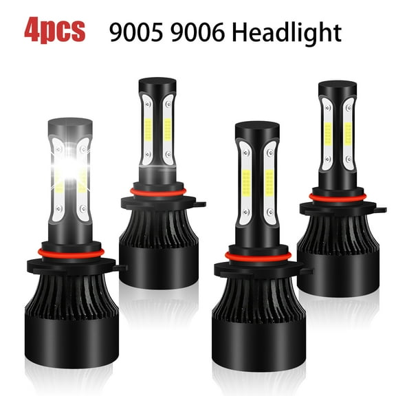 9005 9006 LED Headlight Bulbs Combo, High Low Beam Replacement, 6000LM 6000K Cool White, Bright Headlight LED Bulbs, Pack of 4