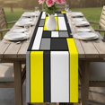 thumbnail image 4 of Modern Geometric Yellow Black Table Runner 90 Inches, Abstract Minimalist Blocks Bed Runner Dresser Scarves Tabletop for Indoor Outdoor Parties/Ceremony/Banquet, 13" x 90", 4 of 9
