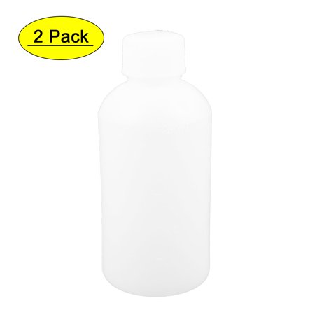 Unique Bargains 2PCS 250mL White Plastic Narrow Opening Double Cap Leakproof Lab Bottle