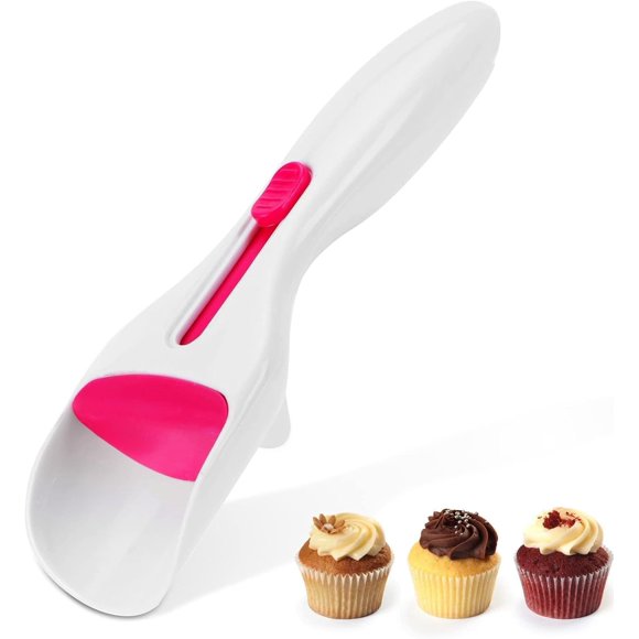 Cookie Scoop, Ice Cream Scoop Cookie Dough Scoop Cupcake Scoop with Silicone Plunger Cake Batter Distribution Scoop DIY Cupcake Batter Scoop Home Batter Dispenser Baking Tool