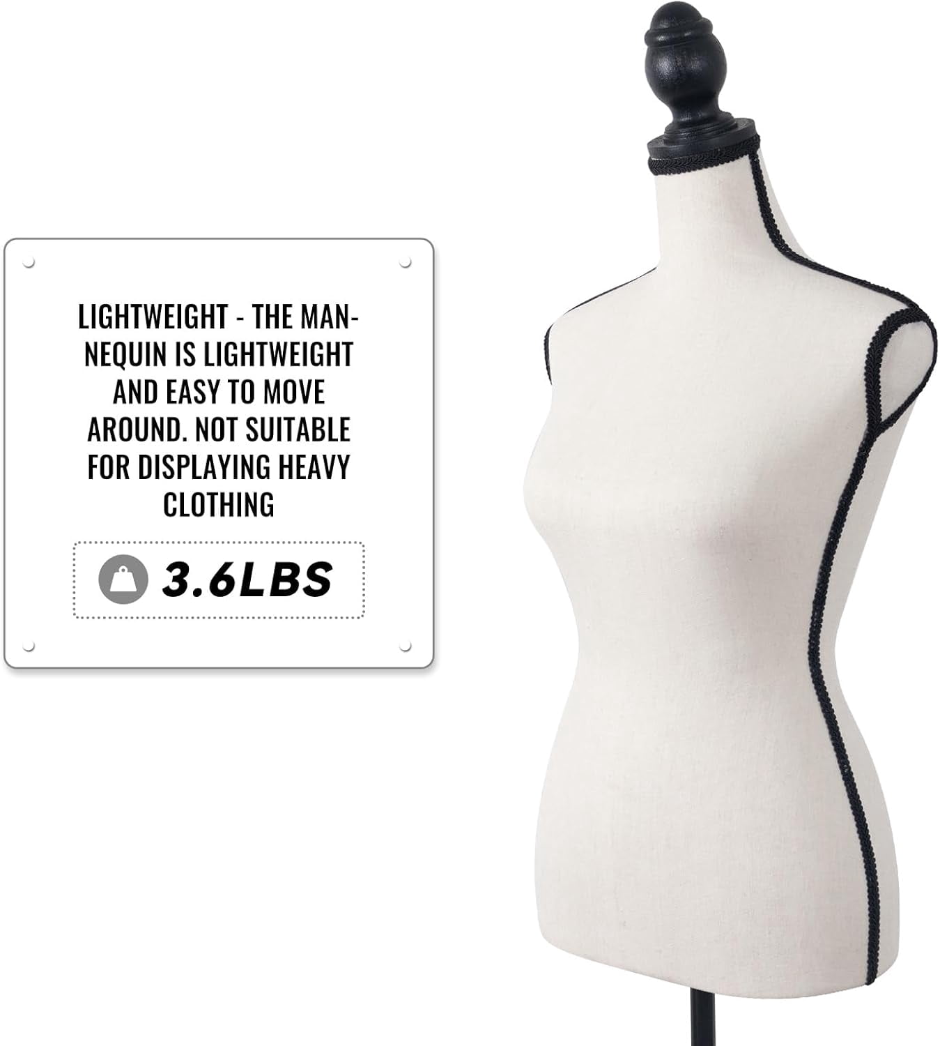 FreeLung Female Mannequin Body with Adjustable Tripod Stand, Beige