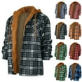 thumbnail image 2 of Men's Hooded Shirt Jacket Thick Plaid Flannel Shirts Quilted Lined Long Sleeve Winter Cotton Coat with Pockets, 2 of 4