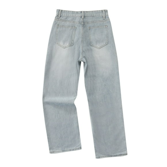 WEAIXIMIUNG Pyjama Pants Women 2024 Fashionable Design Sense Light Colored Straight and Perforated Floor Dragging Wide Legged Jeans