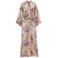 thumbnail image 1 of Mizzgenio Batas Largas De Seda Para Mujer, Tallas Grandes, Batas Largas De Satén, Batas Largas Florales, Ropa De Dormir Champagnexx-Large-3X-Large Plus, 1 of 5