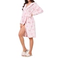 thumbnail image 4 of INSPIRE CHIC Women's Fleece Robe with Hood Cute Heart & Bow Pattern Fluffy Long Sleeve Spa Bathrobe Lightweight Sleepwear L Pink Bow, 4 of 6