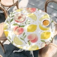 thumbnail image 4 of Summer Fruit Round Tablecloth 45-54 Inch Round Fitted Table Cloth with Elastic Edge, Spring Botanical Lemon Peach Waterproof Table Cover Protector for Outdoor Picnic Party Dining, 4 of 9