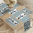 thumbnail image 2 of Ambesonne Nordic Table Runner & Placemats, Zigzag Reindeer and Snow, Placemat 4 pcs + Runner 14"x90", Black White Sky Blue, 2 of 2