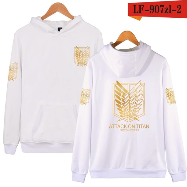 Attack on Titan Wings of Freedom Cosplay Hoodie Eren Jaeger ropa gigante hombres y mujeres amantes abrigo envío gratis rojo blancoBlanco 01SG Deng Xun unisex