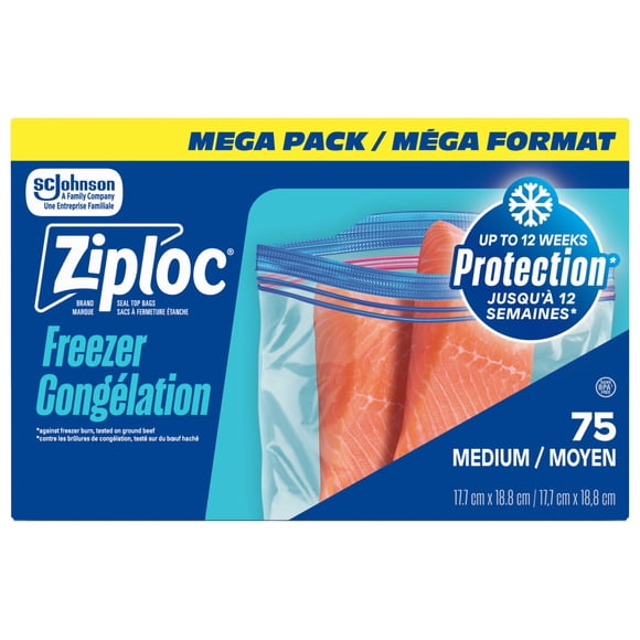 Ziploc Sacs de Congélation, à Fermeture Étanche, 75 Sacs