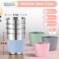 thumbnail image 2 of Vesteel 4 Pack Stainless Steel Cups, 8oz Stackable Metal Drinking Glasses with Silicone Sleeves, Unbreakable Pint Cup Tumblers for Home, Camping & Parties, Blue/Pink/Green/Grey, 2 of 7